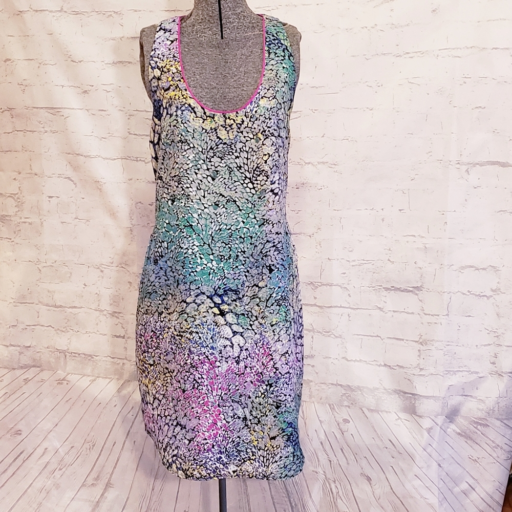 charlie jade Floral Print Dress Colorblock Stripe Small